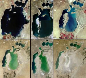 Gradual erosion of the Aral Sea 1990-2010