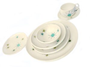 Crockery with atomic particle design