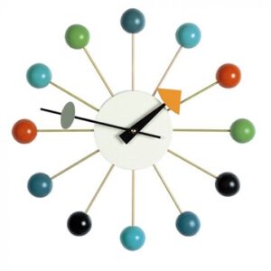 Metal rod and coloured ball clock