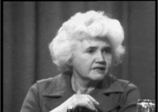 Screencapture of Jennie Lee's OU staff club lecture on the early history of The Open University