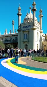 Brighton Pavilion with rainbow entrance path