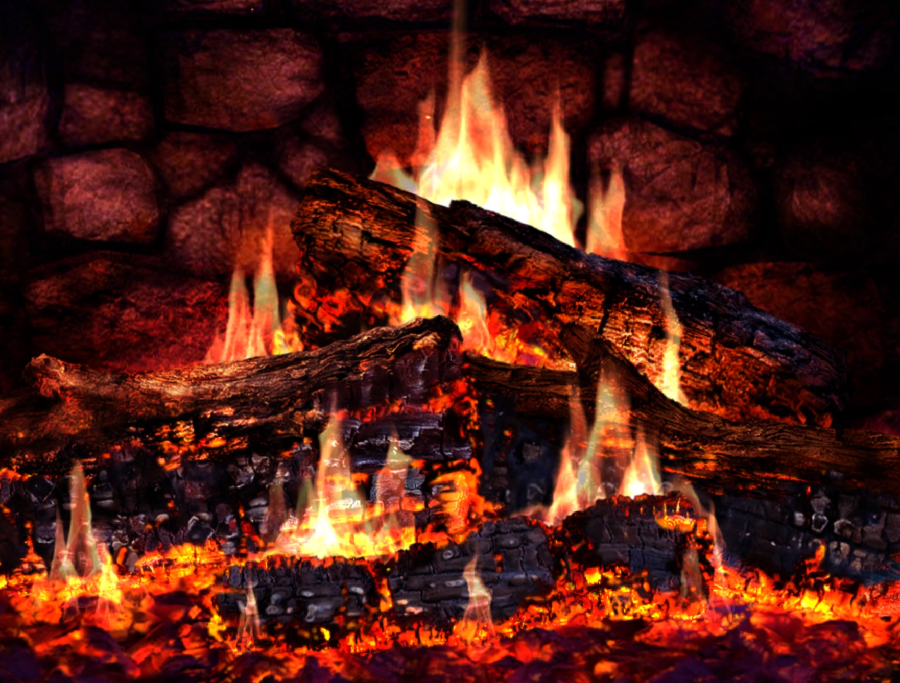 A roaring fire screensaver