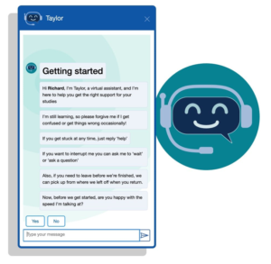 Image of Taylor chatbot starting a conversation.