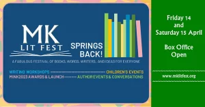 MK LitFest Springs back launch banner