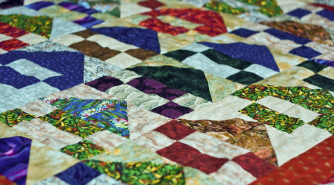 Close-up image of a patchwork quilt