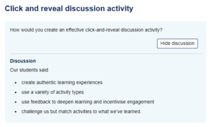 A click-and-reveal activity in the style of the Open University's VLE