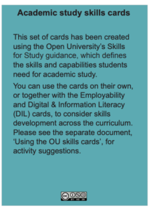 Using the academic skills cards