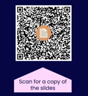 A QR code that can be scanned to see a copy of the slides.