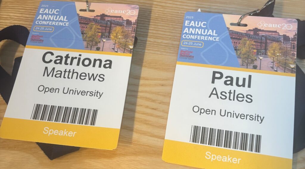 Paul and Cat's conference lanyards.