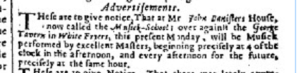 Banister concert advert, London  Gazette 26 Dec 1672