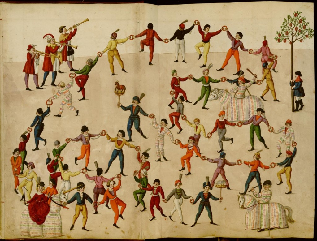 Dance of the Nuremberg Butchers c. 1500: Schembartbuch UB of California Coll. 170 Ms 351 