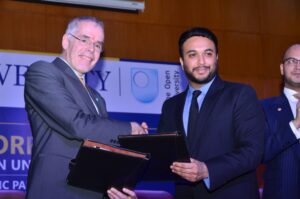OU Vice-Chancellor Peter Horrocks at Amity University in India.