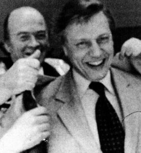David Attenborough robes up ahead of the OU graduation ceremony in Wolverhampton in 1980.