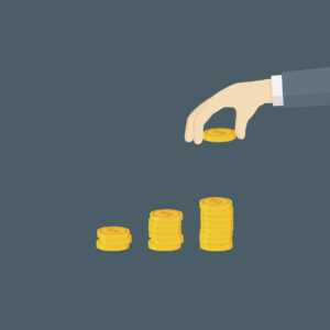 Images of three piles of coins