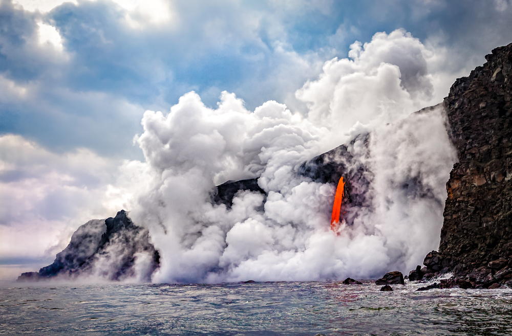Lava flowing into the ocean