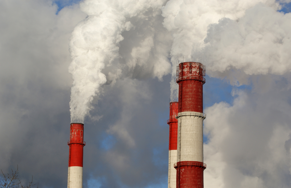 Chimneys producing smoke