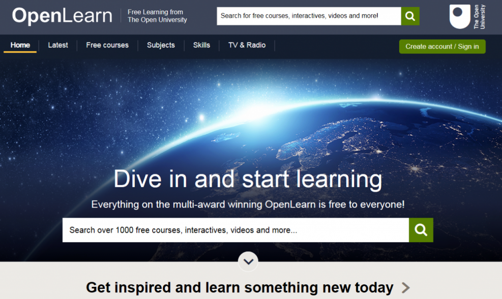 image of OpenLearn front page