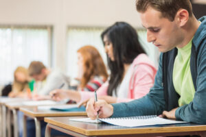 Students in an exam room