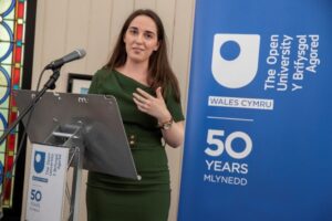 Charlotte Bailey, speaking at an OU50 event