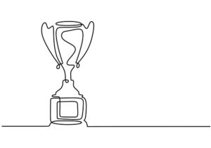 One line drawing of winner trophy