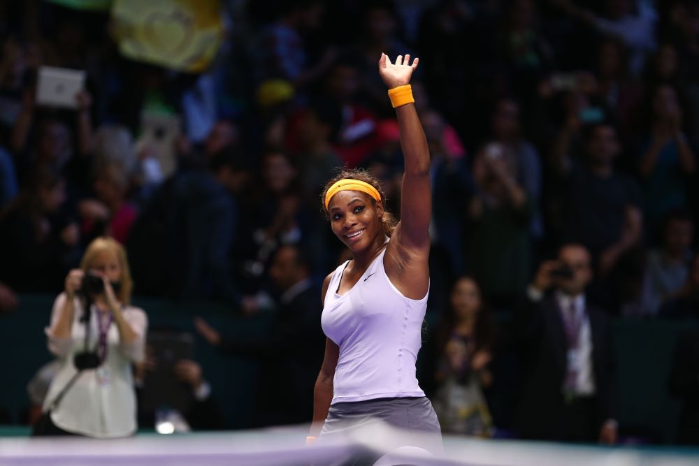Tennis player, Serena Williams waving at the crowd