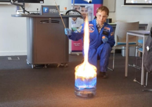 Jez carrying out a scientific experiment