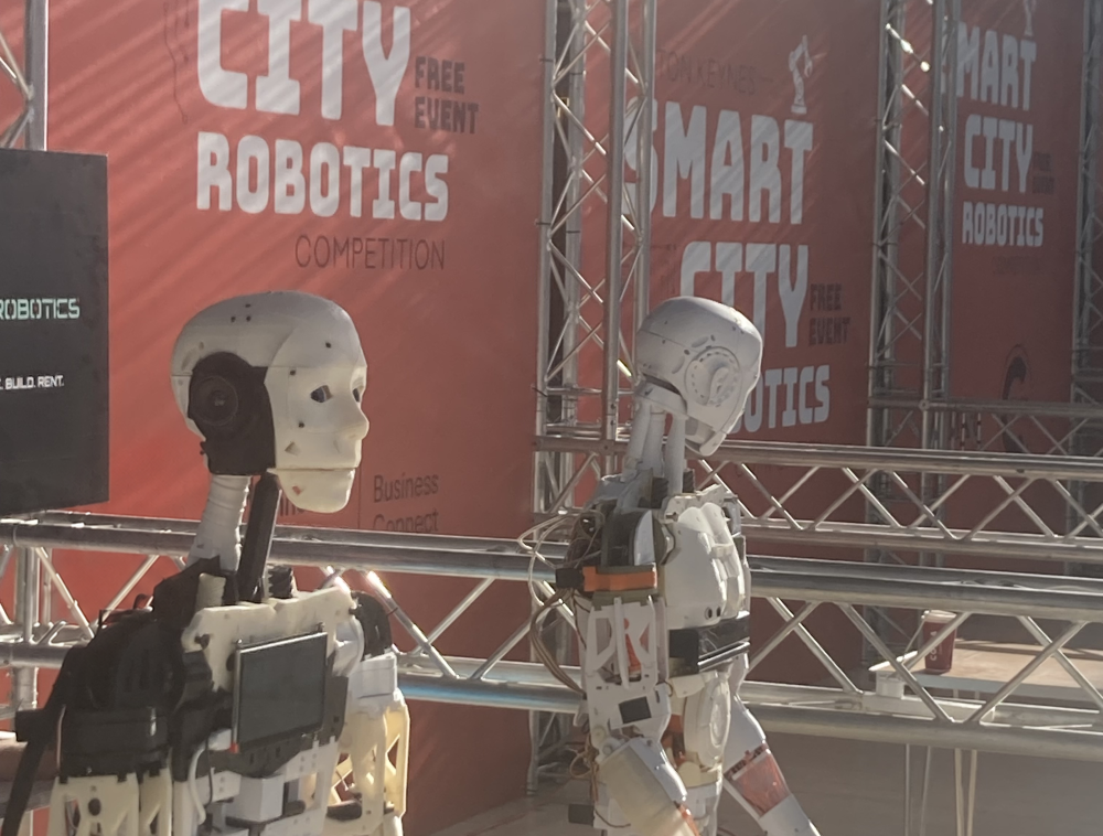 Image shows robots at a Smart City event in Milton Keynes. Copyright The Open University