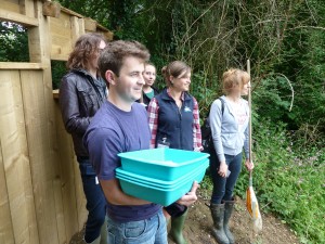 The film crew at Walton Lake, with Liz Earley (FSC)