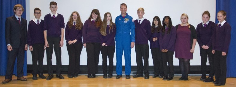 Students of St. Paul’s Catholic School in Milton Keynes had a chance to speak to NASA astronaut Stanley G. Love after his lecture. Image credit: Luke Beaman, OU.