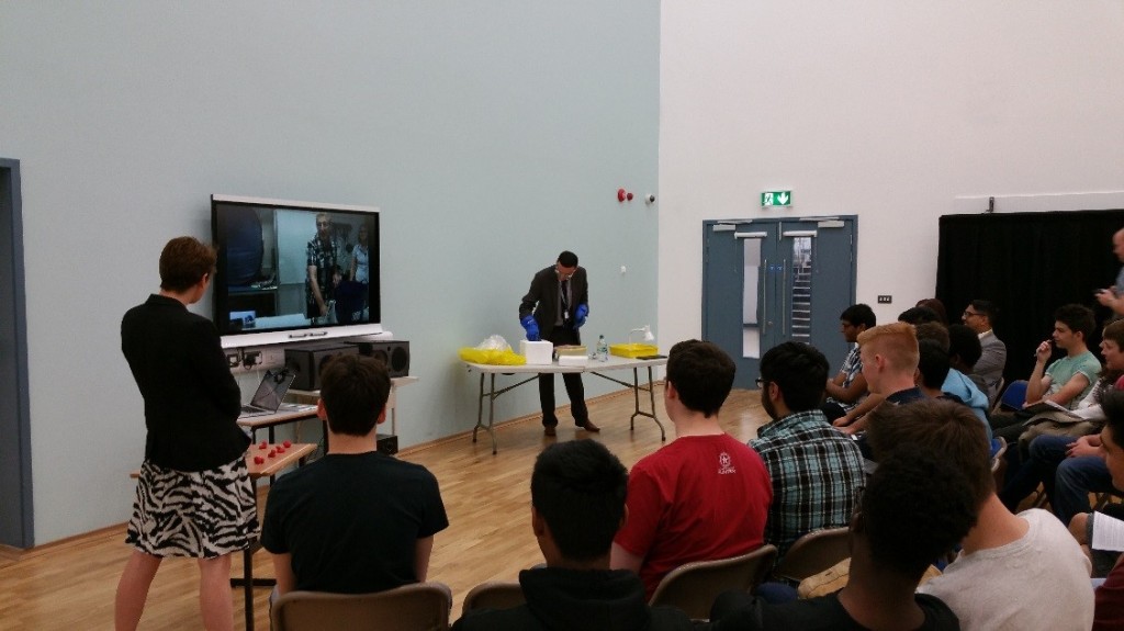 The 'Labcast' activity in action, Denbigh School, Milton Keynes. Photo: Mark Russell.