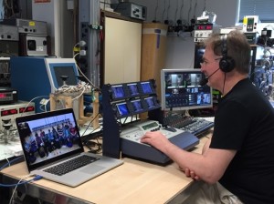 The technical team mixing the live stream and other content. Photo: Vic Pearson.