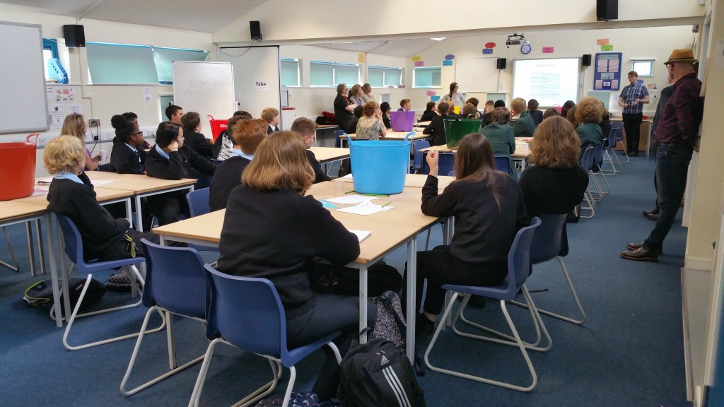 Alice Dunford and Matthew Lewis (The Open University) deliver the briefing to students and teachers.