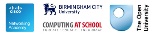 Cisco, Birmingham City University, Computing at Schools and The Open University.