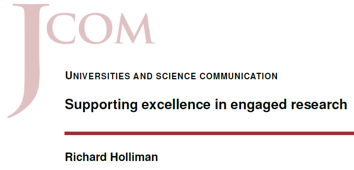Supporting excellence in engaged research (Holliman, 2017).