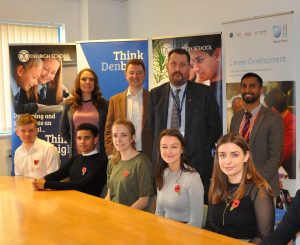 The launch event for Managing My Money – Youth. Denbigh School Students with Bobby Seagull and Andy Squires.