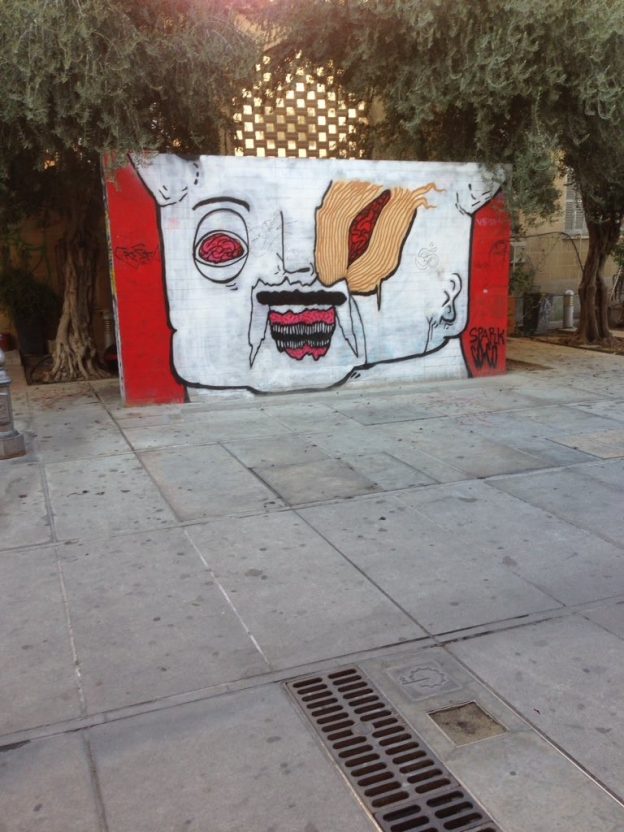 Image 1: Graffiti in grounds of Cypriot church. Photograph taken by Theodoros Kyriakides