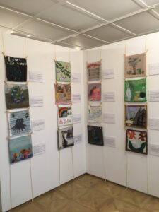 Textile panels on display at  The Loving Earth Project - Scottish Maritime Museum Dumbarton, October 2021. Photographs Marion Bowman.