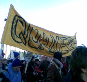 Lin Patterson’s Quaker Banner, Copenhagen, 2009. Photograph courtesy of Lin Patterson.