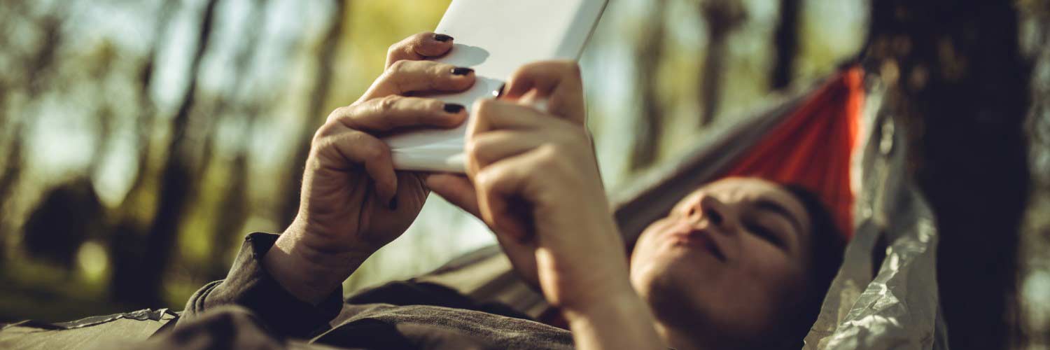 Student looking at phone