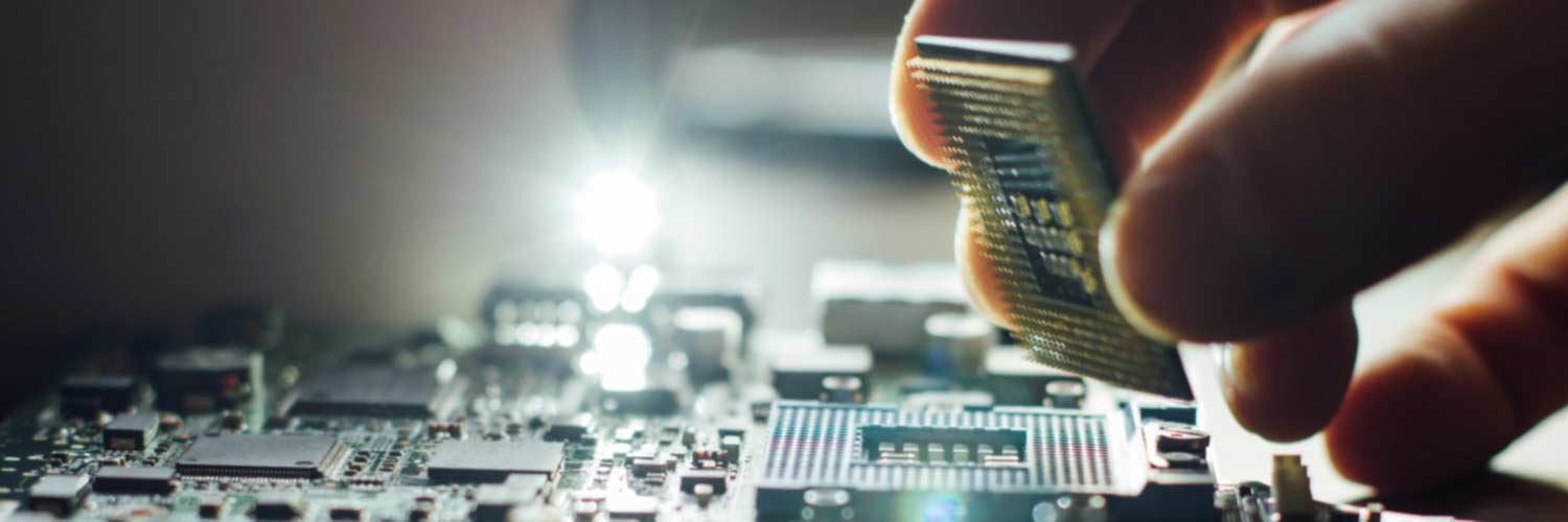 Student working with circuit board