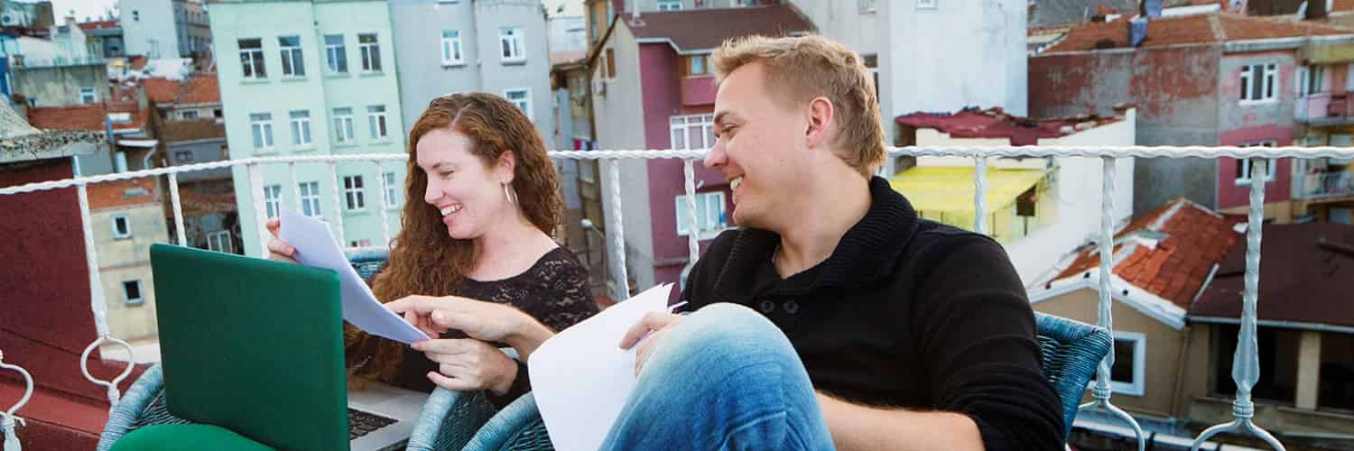 Young couple reviewing a script