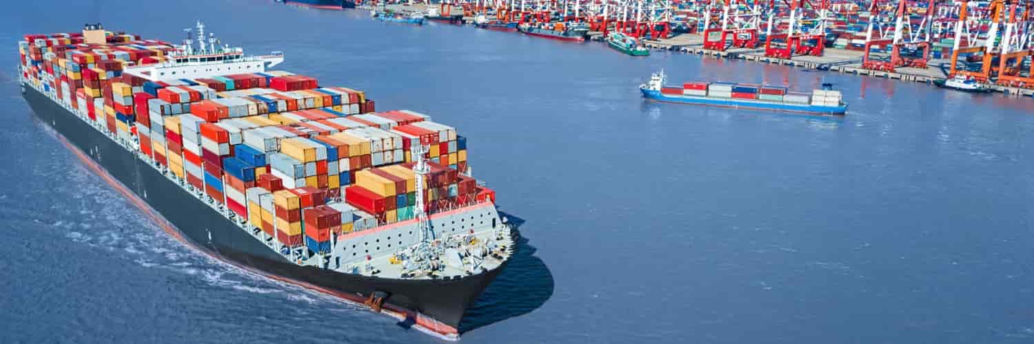 Cargo ship leaving a port in China