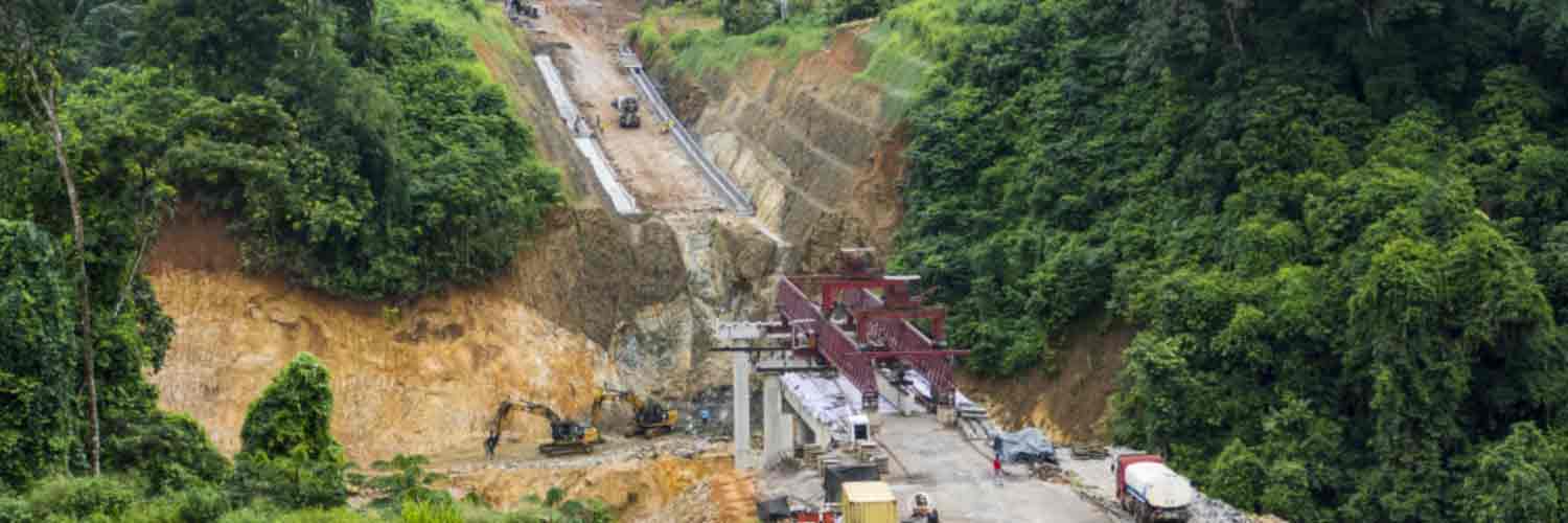 Mining operation in geographical landscape