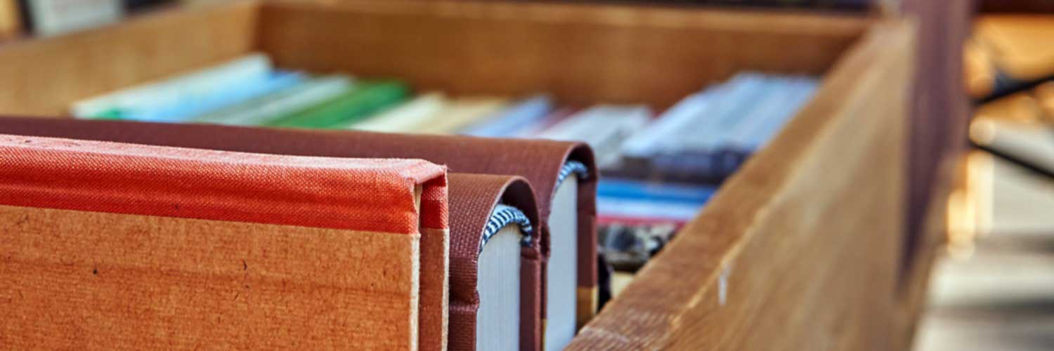 Close up of selection of books