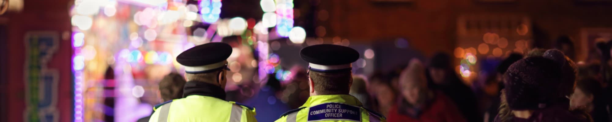 Police on patrol at a fun fair