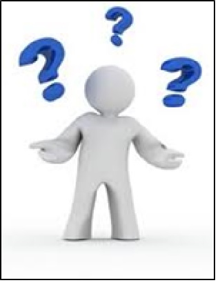 Cartoon figure with question marks above its head