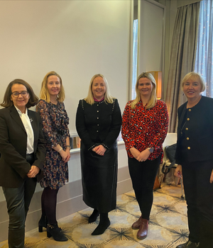 Pictured L-R is Jackie Henry, Deloitte; Dr. Lynsey Quinn, The Open University; Kirsty McManus, IoDNI; Mary Meehan, Manufacturing NI and Maire-Therese McGivern, NED.