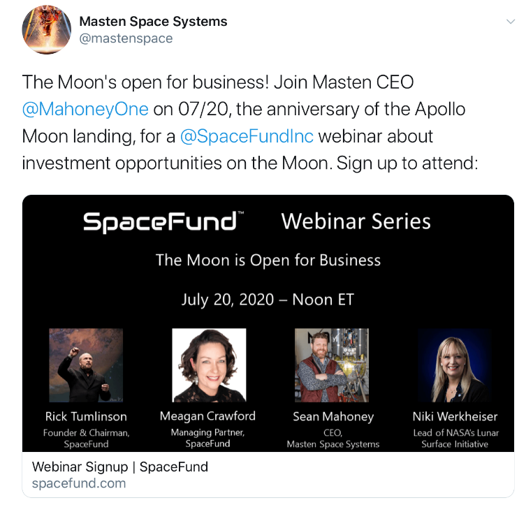Masten Space Systems tweet