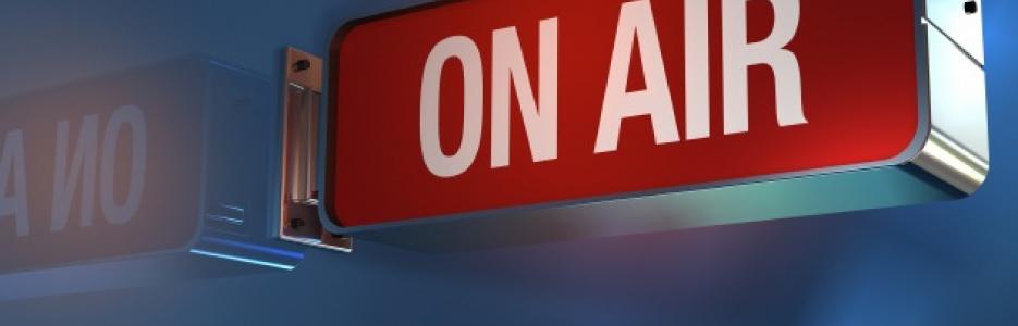 A sign displaying on-air