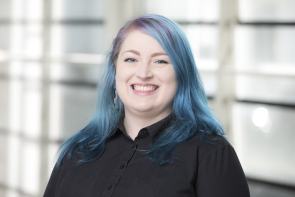 Photo of woman with blue hair